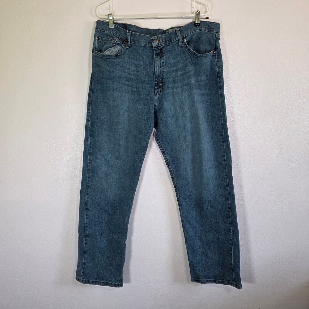 Wrangler Relaxed Fit Jeans Men 38x30 Dark Wash Straight Stretch Denim